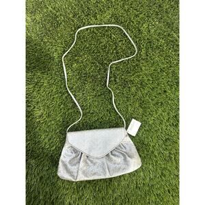 Vintage Neiman Marcus Metallic Silver Woven Clutch - Tuck-Away Shoulder Strap